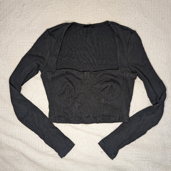 Dynamite║Long Sleeve Ribbed Corset Top║Size M - Picture 2 of 6